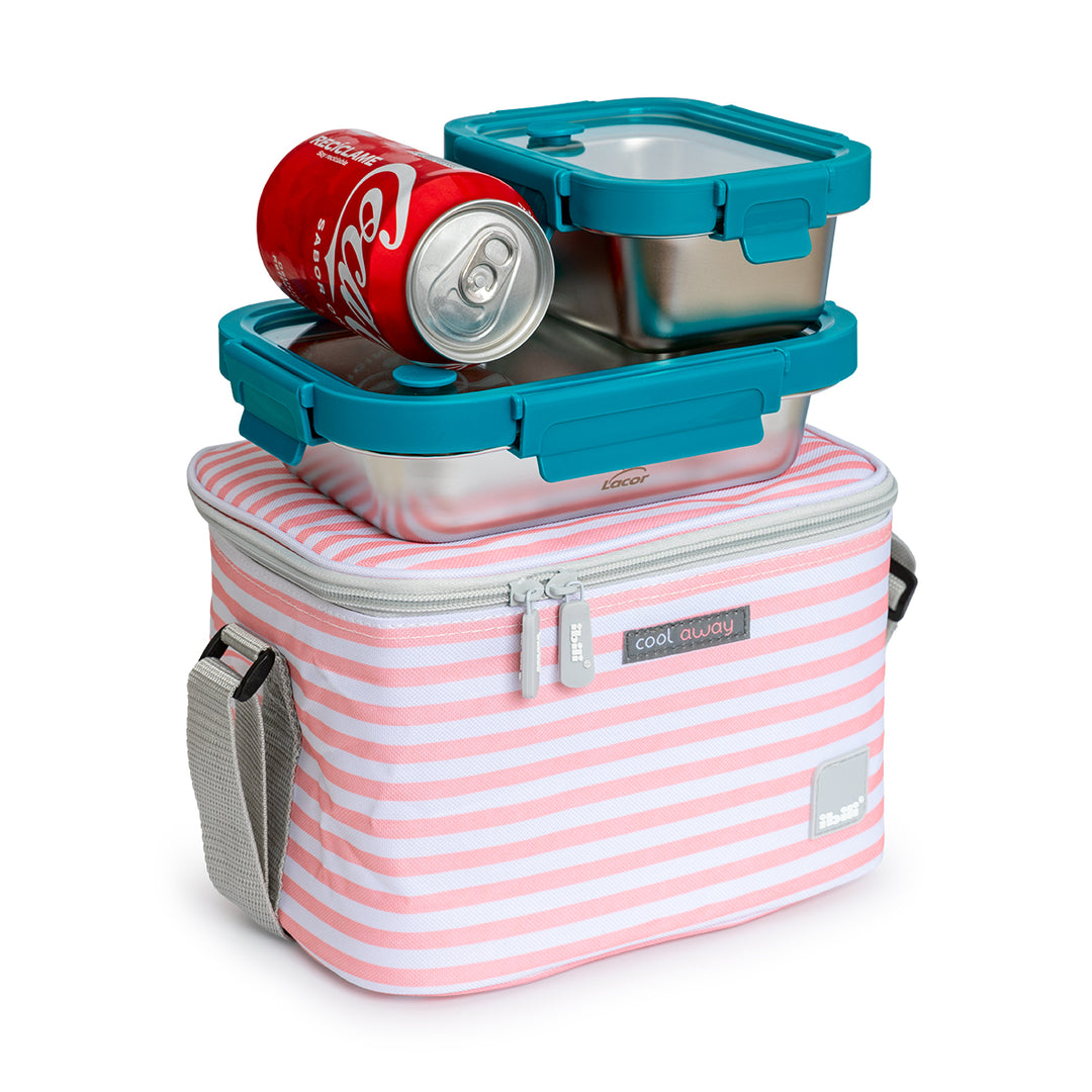 Kit Bolsa Isotérmica IBILI Tricapa 5L y Recipientes de Acero LACOR Etern de 820 y 480 ml