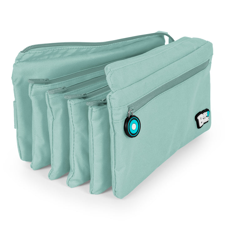 ColePack BitsBobs - Estuche Escolar Cuádruple de 4 Cremalleras y Material Incluido. Azul Soft