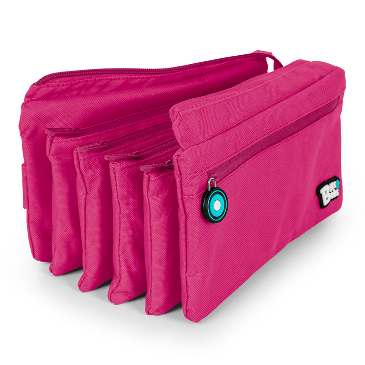 ColePack BitsBobs - Estuche Escolar Cuádruple de 4 Cremalleras y Material Incluido. Magenta