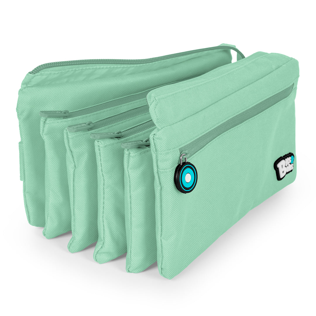 ColePack BitsBobs - Estuche Escolar Cuádruple de 4 Cremalleras y Material Incluido. Mint Soft