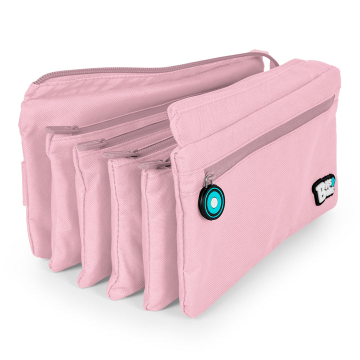 Grafoplás - Estuche Portatodo Cuádruple de Alta Capacidad para Material Escolar. Rosa Soft