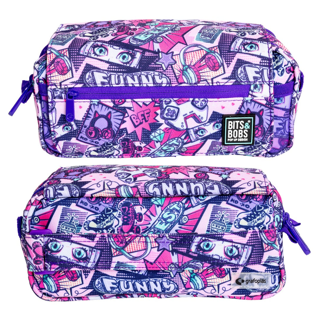 Grafoplás Design - Estuche Portatodo Triple con Solapa para Material Escolar. Manga