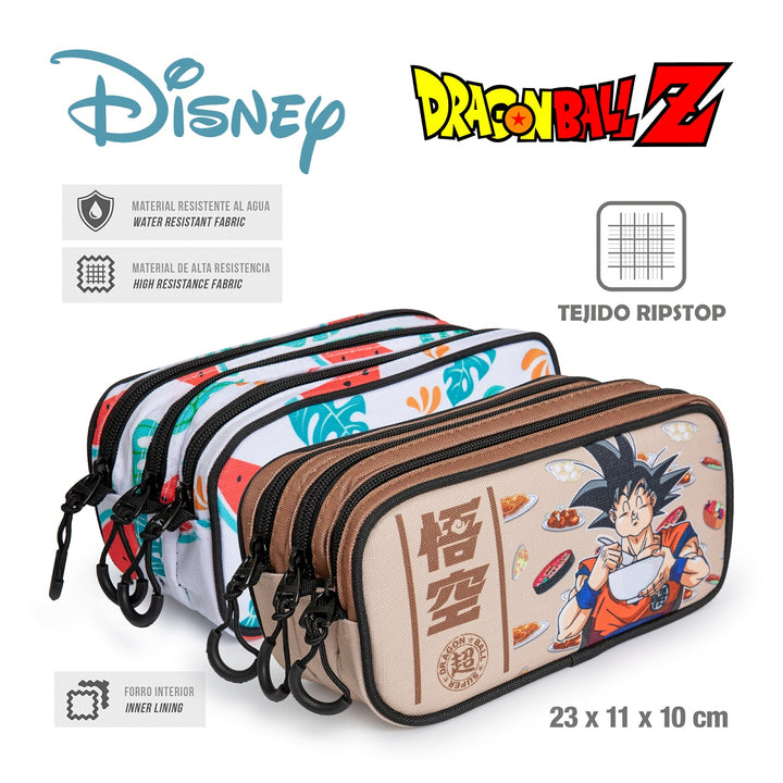 DRAGON BALL Goku Foodie - Estuche Escolar Triple Portatodo Tres Cremalleras TRICK FAN