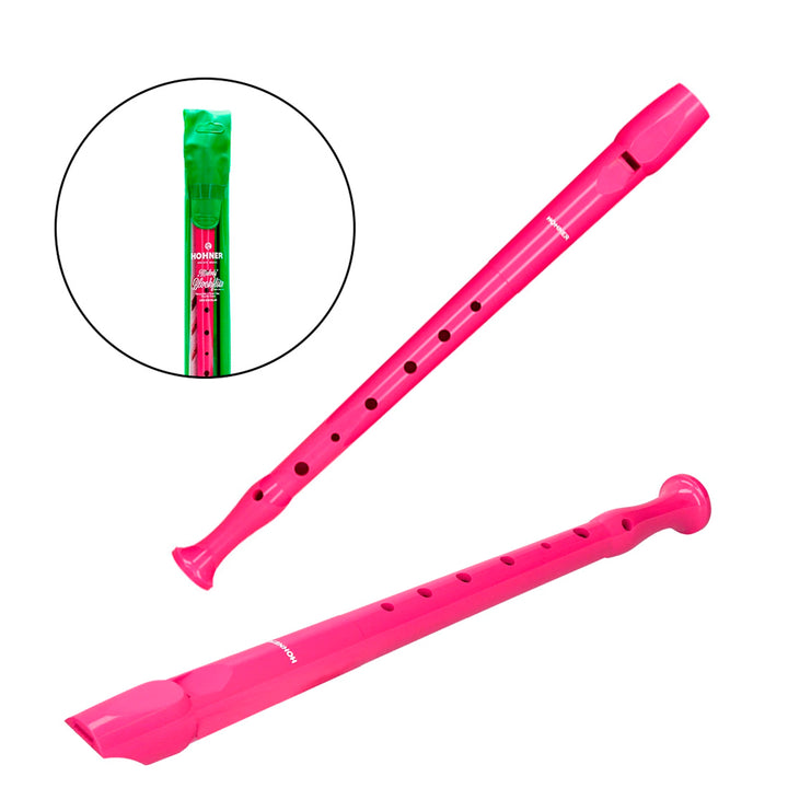 HOHNER Melody - Flauta Escolar Soprano Dulce con Funda y Varilla de Limpieza. Rosa