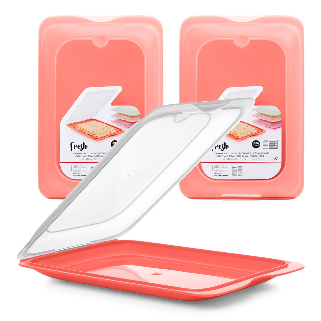 TATAY Fresh - Lote de 5 Recipientes Porta Embutidos y Alimentos. Coral 22