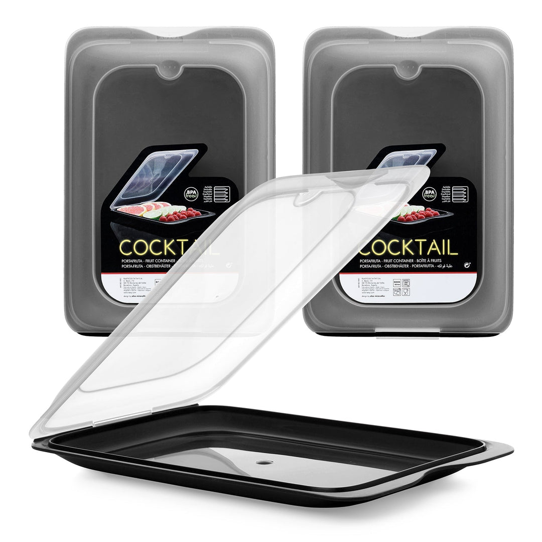 TATAY Fresh - Lote de 5 Recipientes Porta Embutidos y Alimentos. Negro 22