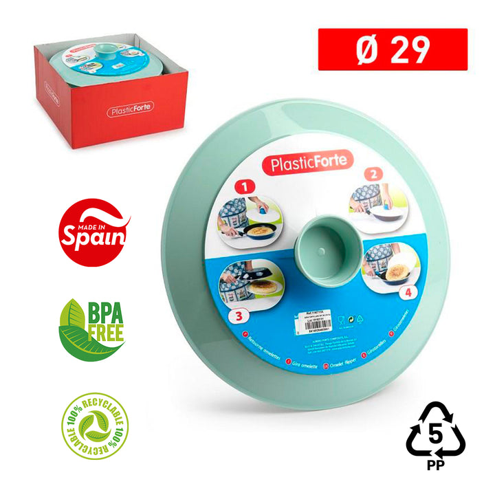 Plastic Forte - Juego de 2 Tapas Gira Tortillas en Plástico con Agarre Central. Verde