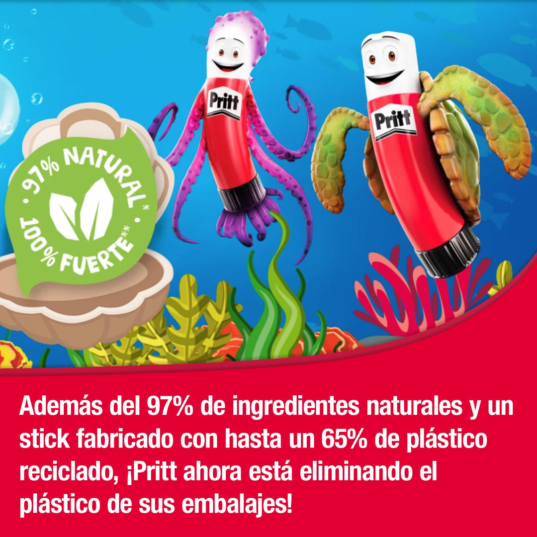 PRITT - Lote de 2 Barras Adhesivas en Stick de 22 gr + Tatuaje Bajo el Mar de Regalo