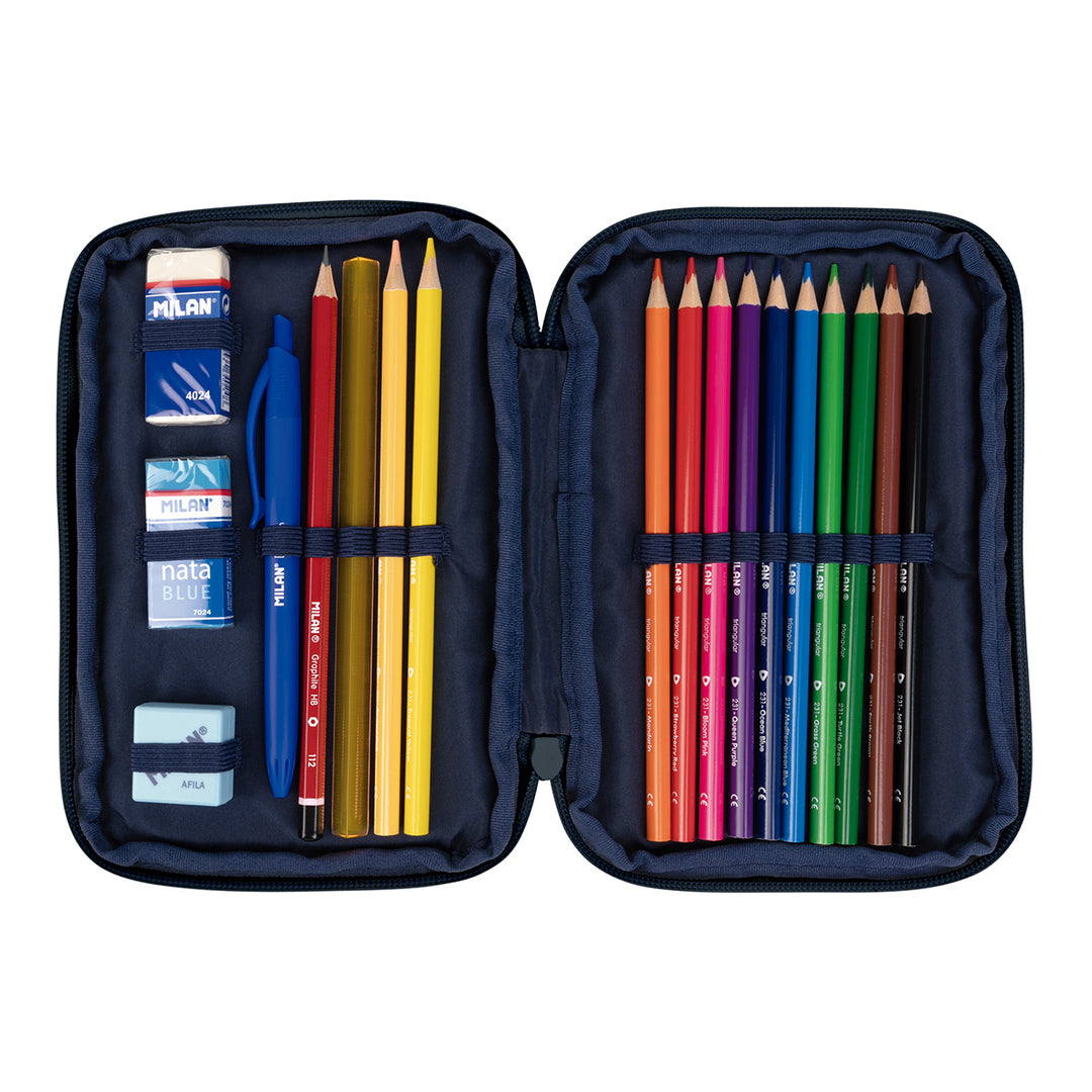 MILAN - Plumier de 2 Pisos con Contenido de 36 Piezas. Colección 430 since 1918. Rosa