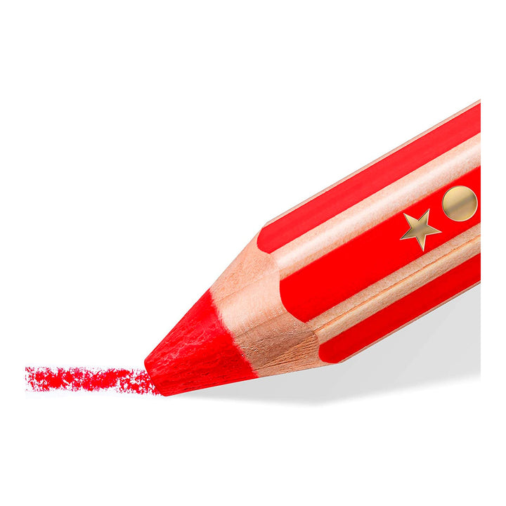 STAEDTLER Noris Junior - Caja de 18 Lápices de Colores Extra Gruesos. Incluye Sacapuntas y Pincel
