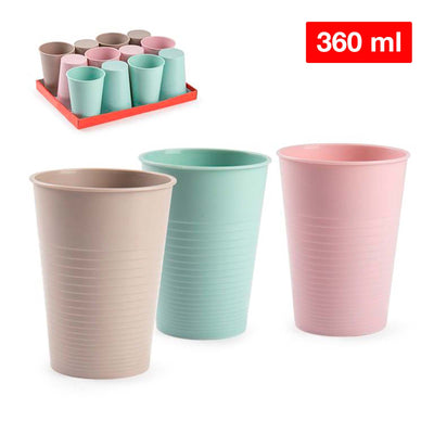 Plastic Forte - Lote de 6 Vasos de Agua de 360 ml Reutilizables. Ideal Fiestas. Rosa
