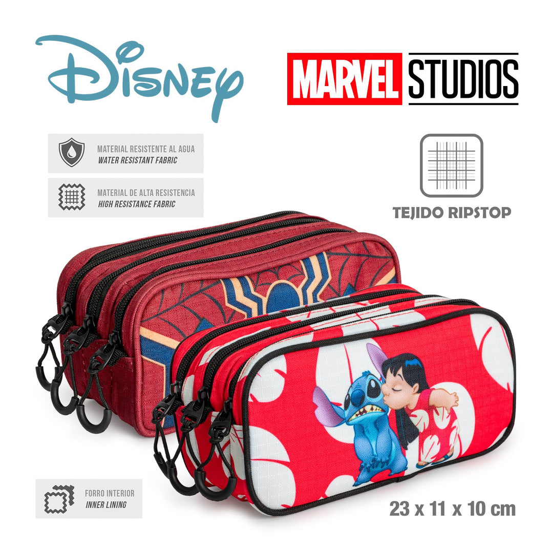 ColePack EcoTrick - Estuche Triple de 3 Cremalleras con Material Escolar Incluido. Mickey Move