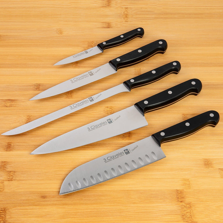 3 Claveles Uniblock - Cuchillo Cocinero Profesional 25 cm Acero Inoxidable. Mango POM