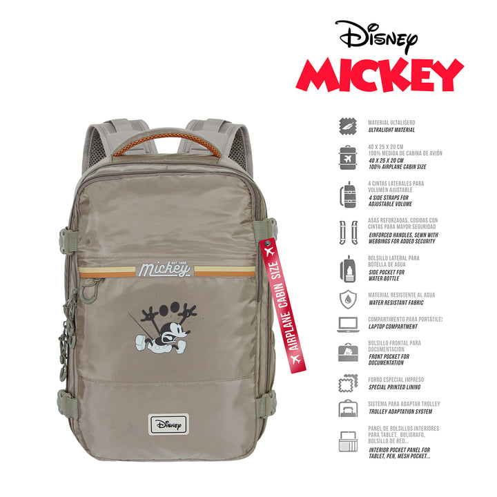 MERCURY - Mochila de Cabina Bajo Asiento Avión. Ligera e Impermeable. Disney Mickey Face