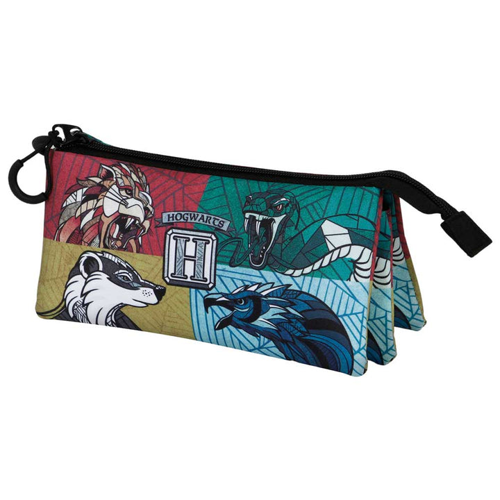 HARRY POTTER Magic Animals - Estuche Escolar Triple Portatodo con 2 Cremalleras. Multicolor