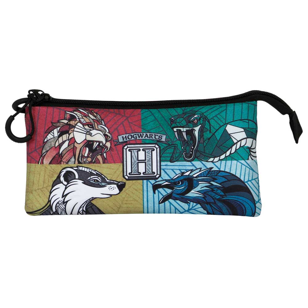 HARRY POTTER Magic Animals - Estuche Escolar Triple Portatodo con 2 Cremalleras. Multicolor