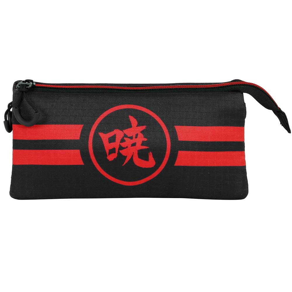 NARUTO Sunrise - Estuche Escolar Triple Portatodo con 2 cremalleras. Akatsuki