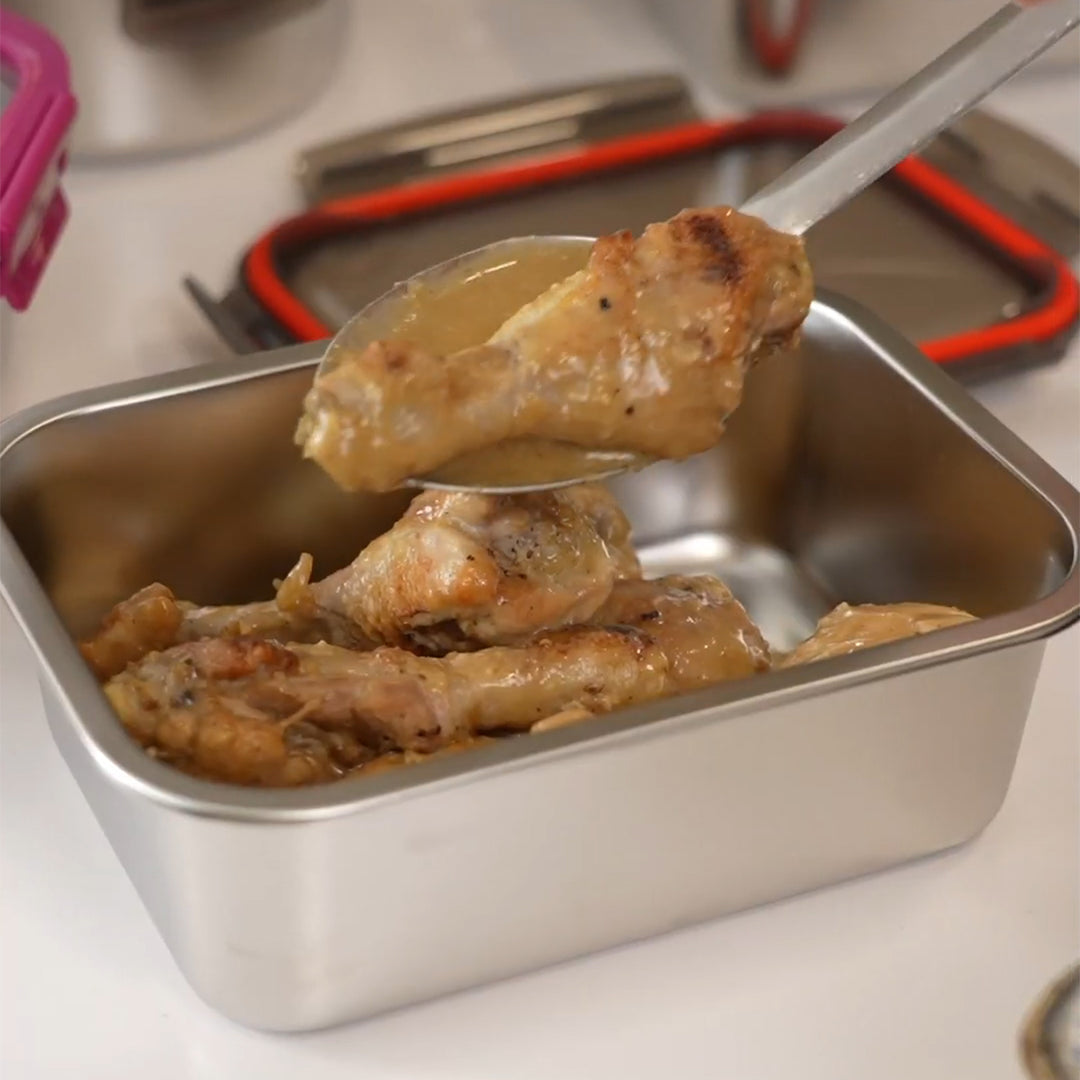 LACOR EcoInox - Recipiente Redondo de 0.7L en Acero Inoxidable Apto Microondas