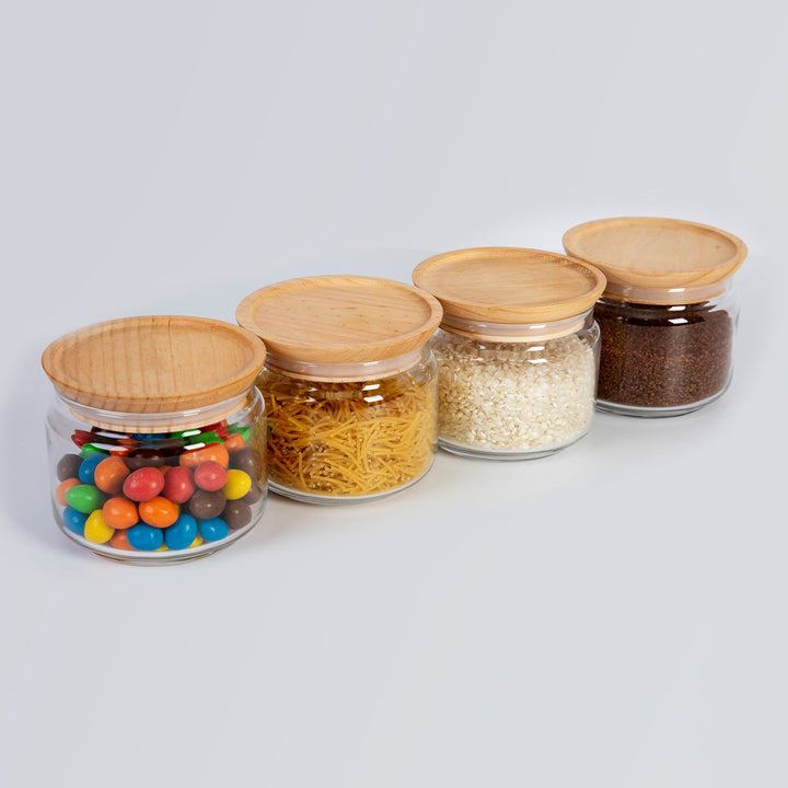 Luminarc Pure Jar - Juego de 2 Botes Redondos de 2L en Vidrio con Tapa de Madera