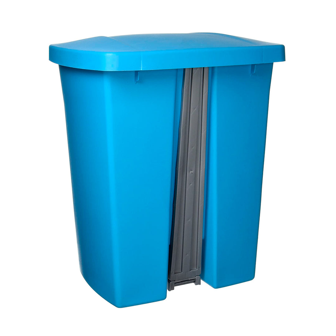 Plastiken Nature - Cubo de Basura 25L con Pedal para Cocina. Negro con Tapa Azul