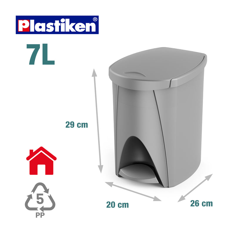 Plastiken Nature - Cubo de Basura Pequeño 7L con Pedal para Baño. Blanco