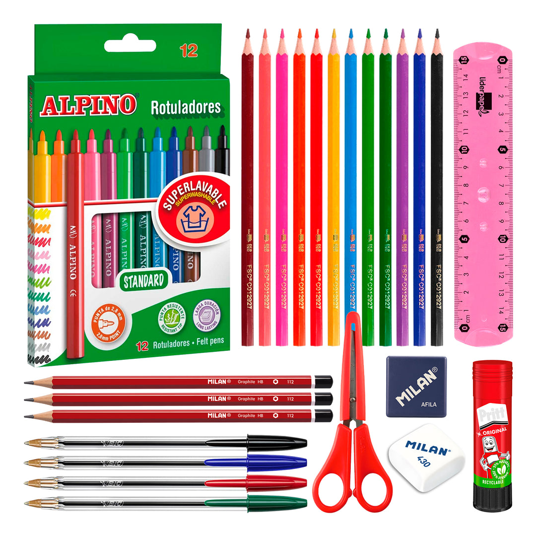 ColePack EcoDes - Estuche Triple de 3 Cremalleras con Material Escolar Incluido. Mafalda Cart