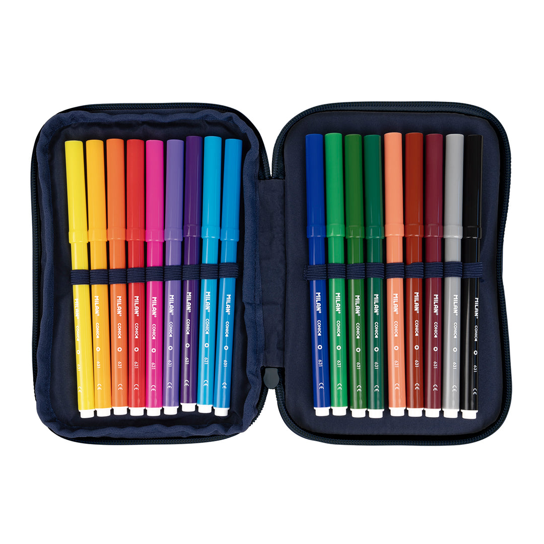 MILAN - Plumier de 2 Pisos con Contenido de 36 Piezas. Colección 430 since 1918. Rosa