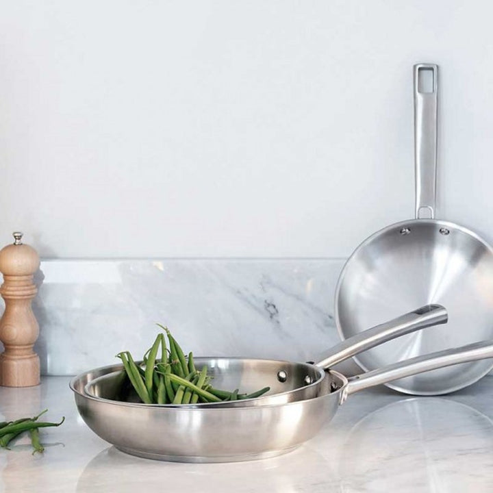 LACOR Foodie - Sartén 30 cm en Acero Inoxidable con Fondo Termo Difusor. Apta Inducción