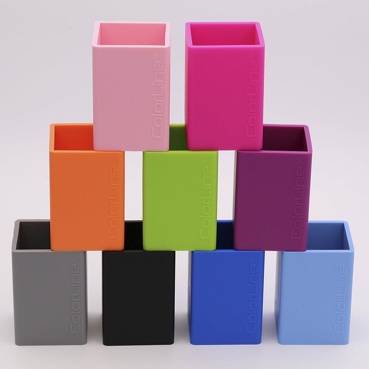 COLORLINE - Cubilete Porta Lápices Cuadrado en Silicona Ultra Suave. Verde Oscuro