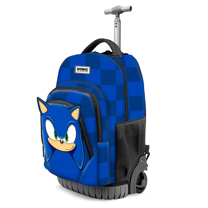 KARACTERMANIA - Sega Sonic Sight Mochila Escolar con Ruedas Trolley GTS FAN. Azul