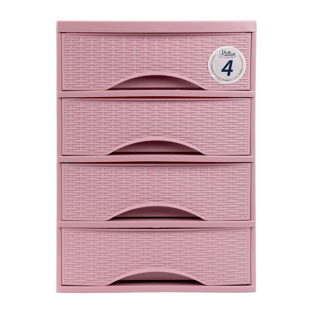 Plastic Forte Rattan - Cajonera de Sobremesa 3 Cajones en Plástico. Rosa