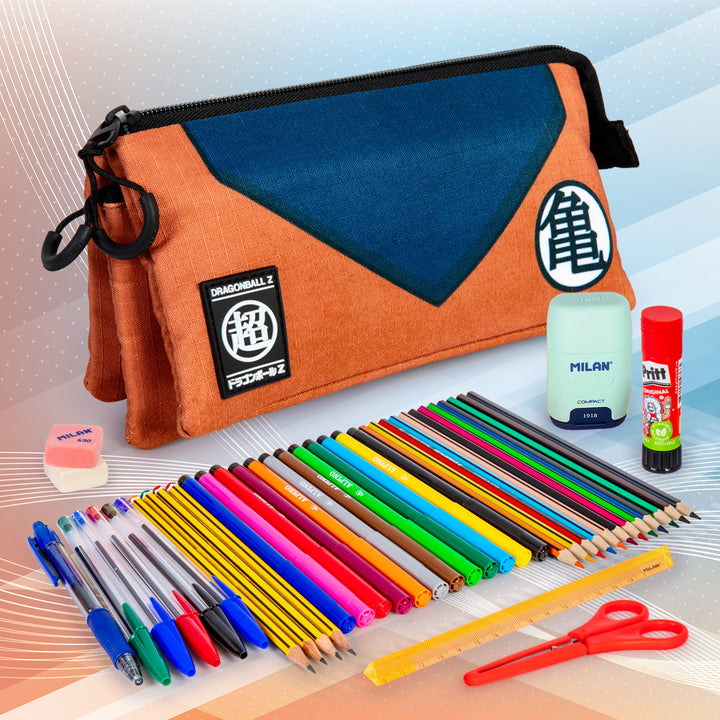 ColePack Dragon Ball - Estuche Triple de 2 Cremalleras con Material Escolar. ECO Suit