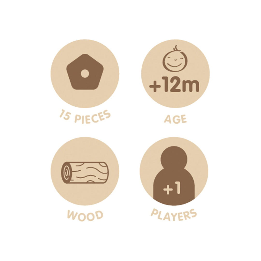 MILAN Animal Towers - Juguete Educativo de Madera Torres Apilables. Edad 12 Meses