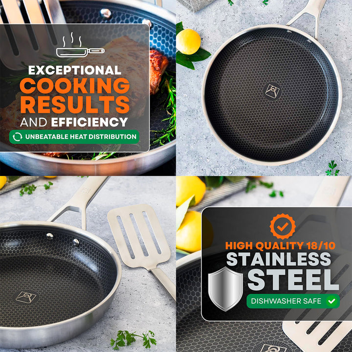 BRA Hybrid Cell - Sartén de Acero Inoxidable con Triple Fondo Difusor. Apta Inducción