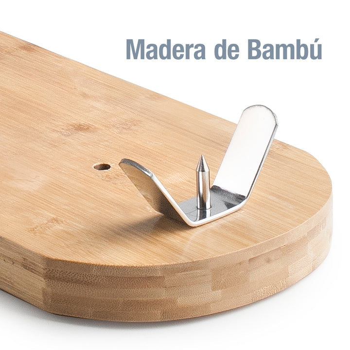 IBILI Maestro - Kit Soporte Jamonero Plegable en Bambú y Cuchillos Jamoneros con Chaira