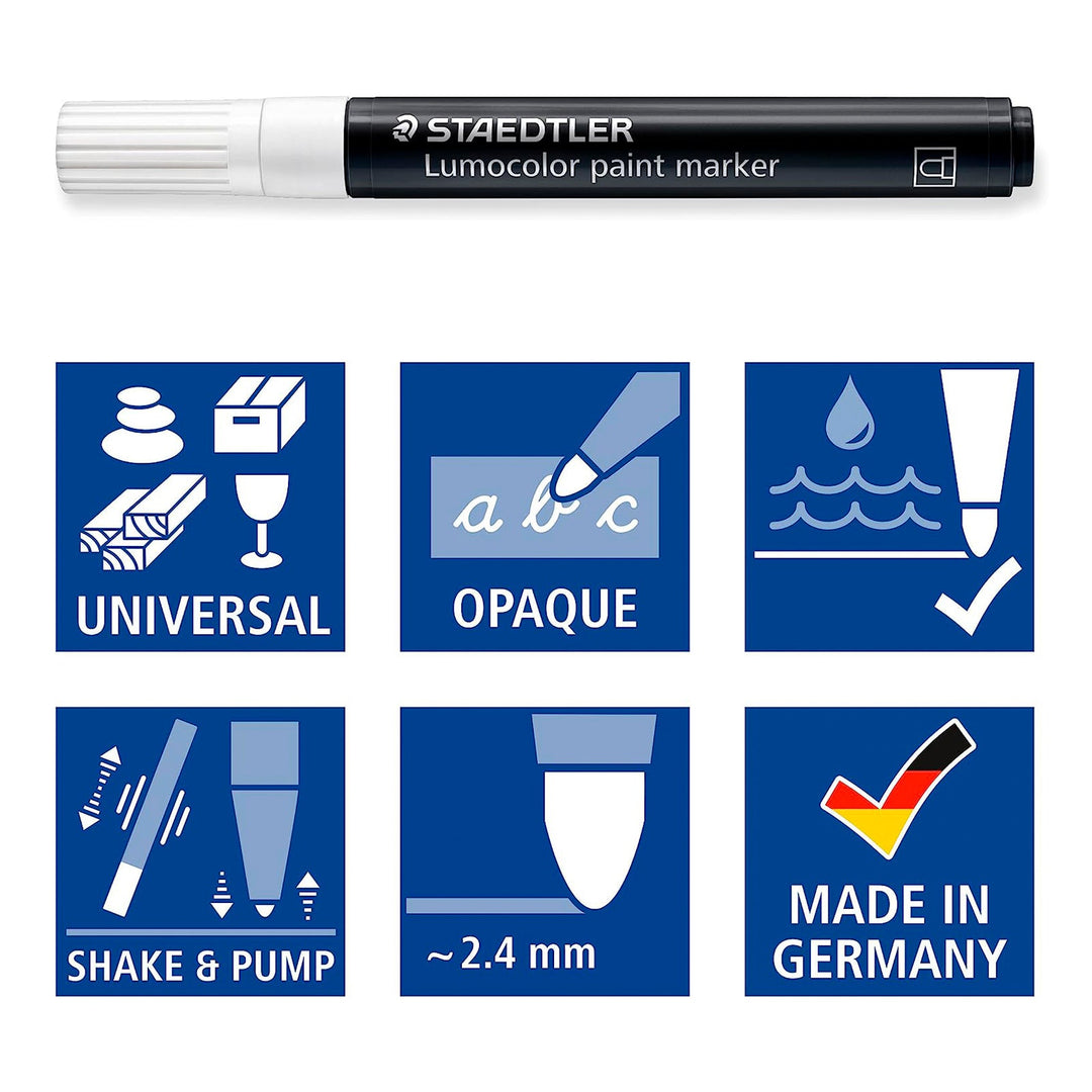 STAEDTLER - Rotuladores Paint Marker Trazo 2,4 mm Estuche de 4 Unidades. Colores Surtidos