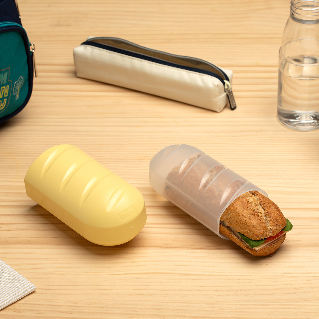 TATAY - Porta Bocadillos Infantil Extensible, Reutilizable y Ecológico. Amarillo