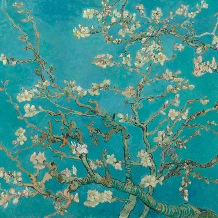 JAVIER Van Gogh Almendros - Abanico de 23 cm con Varillas de Madera Estampada y Tela