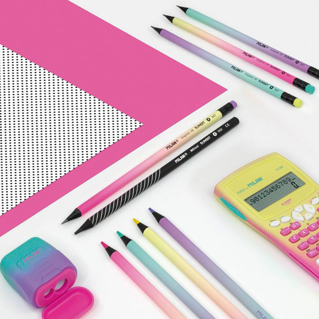 MILAN Sunset - Caja de 6 Lápices de Colores Redondos con Mina Gruesa. Madera Sostenible