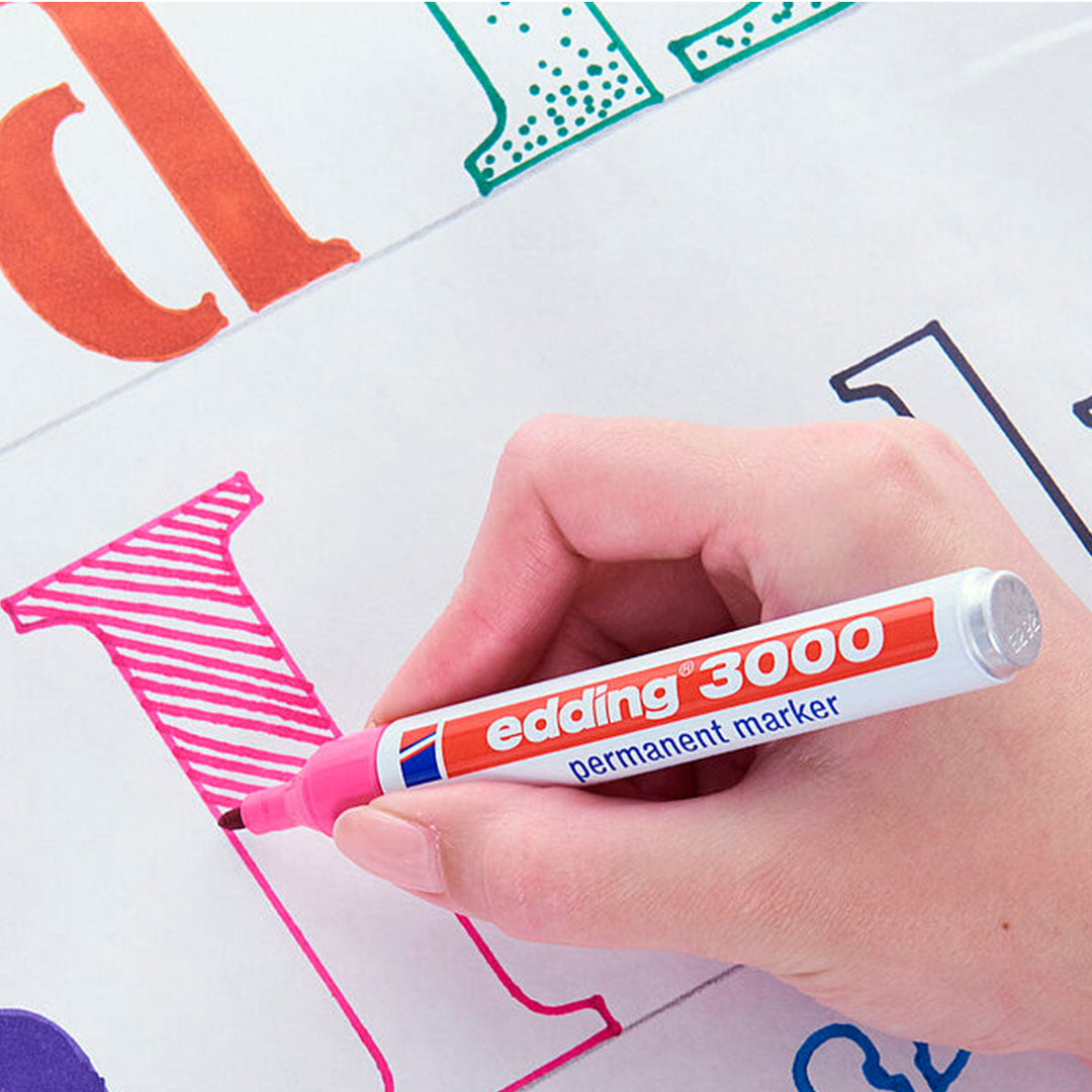 EDDING 3000 - Set de 4 Rotuladores Permanentes Punta Redonda 1.5-3 mm. Rojo