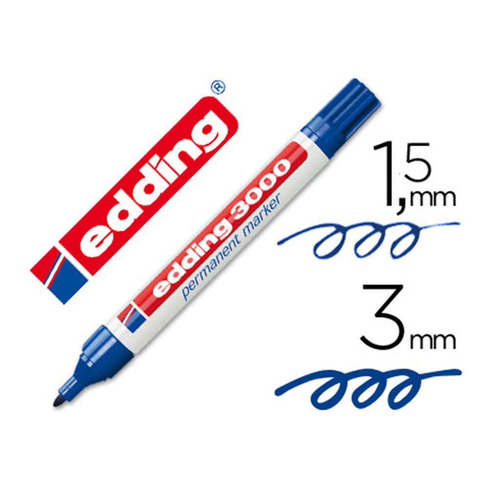 Edding 3000 - Rotulador Marcador Permanente Punta Redonda 1.5-3 mm. Azul
