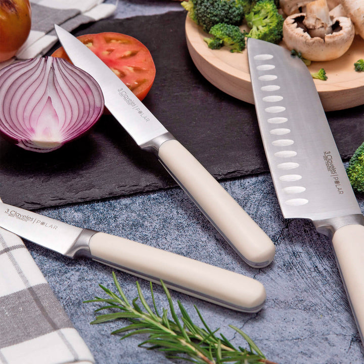 3 Claveles Polar - Cuchillo Cocinero Profesional 20 cm Acero Forjado y Mango en ABS