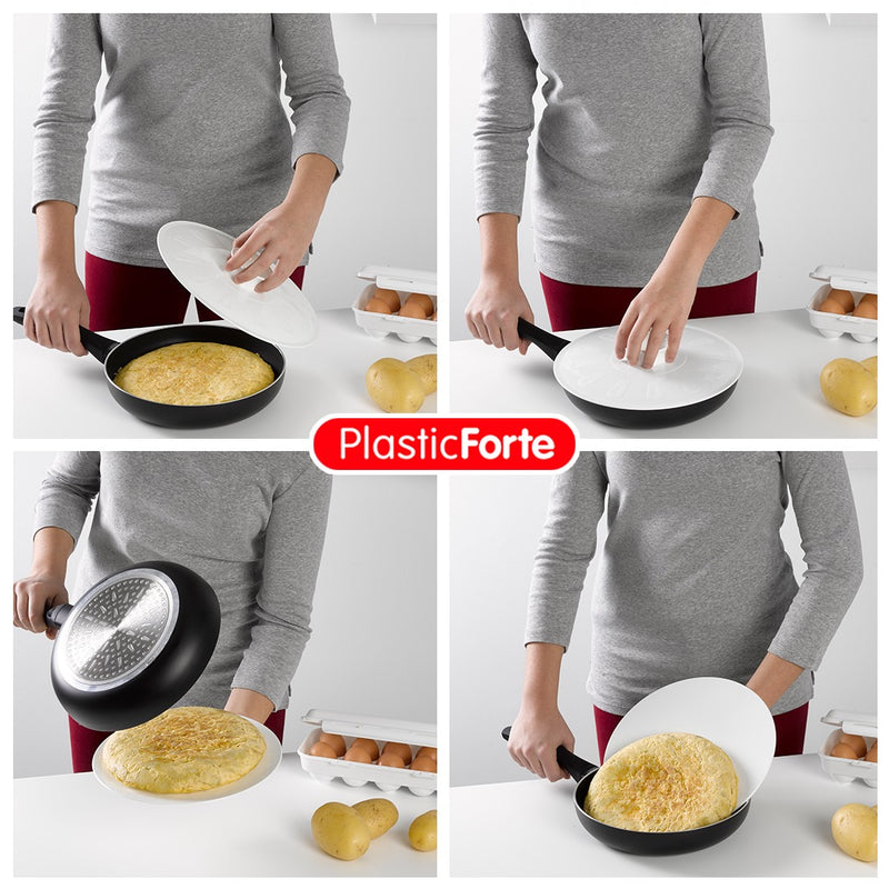 Plastic Forte - Juego de 2 Tapas Gira Tortillas en Plástico con Agarre Central. Verde