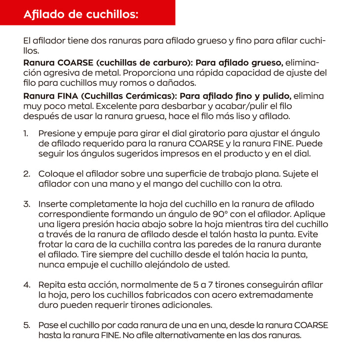 3 Claveles - Afilador Cuchillos y Tijeras 2 Pasos de Angulo Ajustable. Carburo y Cerámica