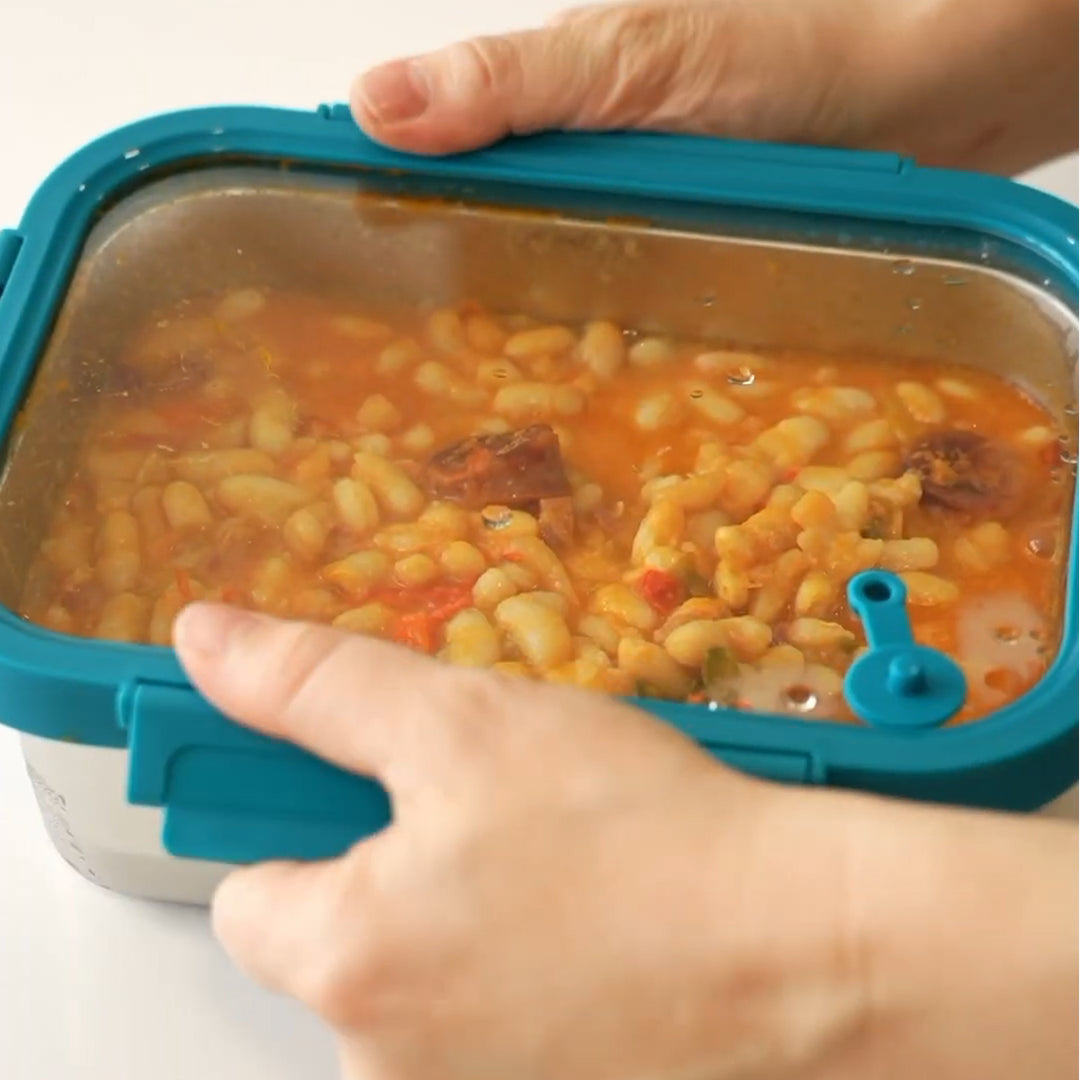 LACOR Etern - Lote de 3 Recipientes Rectangulares de 0.5L, 0.8L y 1.2L en Acero y Cristal Apto Microondas