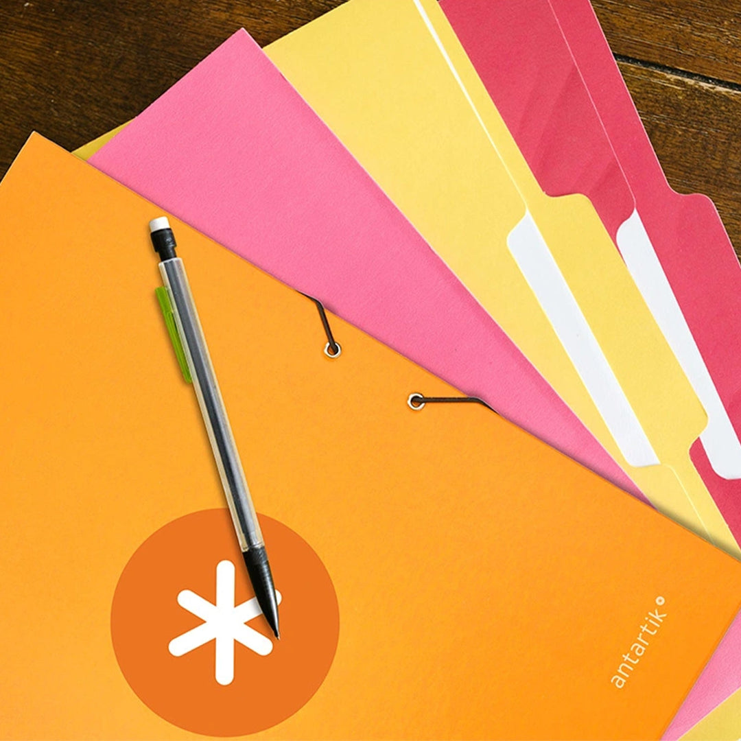 ANTARTIK - Carpeta A4 con 3 Solapas Cartón Forrado Cierre con Gomas. Amarillo