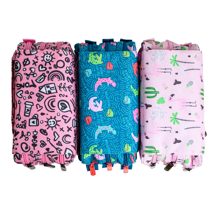 ColePack EcoDes - Estuche Triple de 3 Cremalleras con Material Escolar Incluido. Tropical