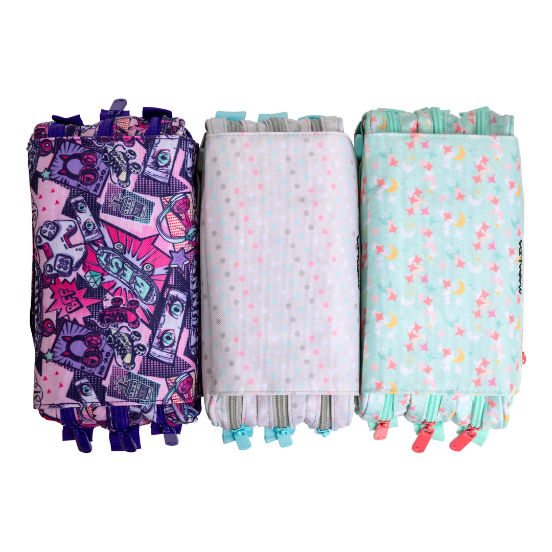 ColePack EcoDes - Estuche Triple de 3 Cremalleras con Material Escolar Incluido. Mafalda Pijama