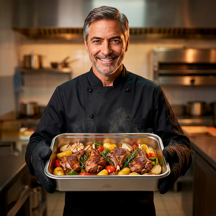 LACOR EcoInox Pro - Recipiente Rectangular de 5.0L en Acero Inoxidable. Apto Nevera y Horno