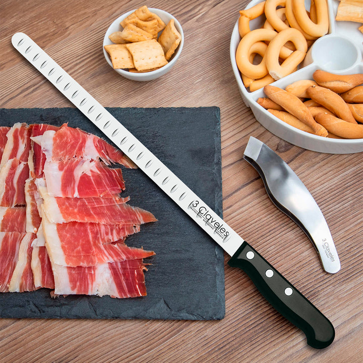 3 Claveles 01742 - Soporte Jamonero Basculante 360º y Kit de Corte Profesional Uniblock